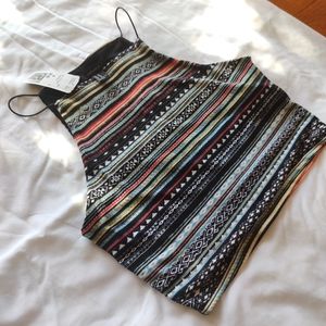 New striped tribal crop top